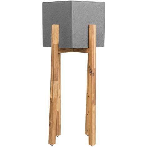 Industrial Large Tall Planter Concrete Wooden Stand Plastic Insert Grey Drimos