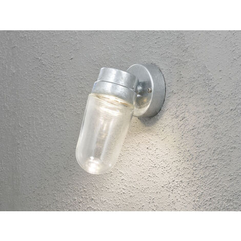 Industrial LED Außenwandleuchte VEGA Stahl & Klarglas, Höhe 24,5cm
