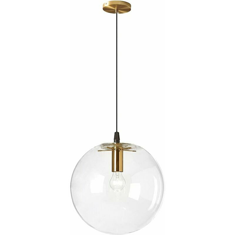 Industrial Light E27 Suspension Transparent Lamp Brass Gold Head Interior Chandelier Suspension Living Room (15cm)