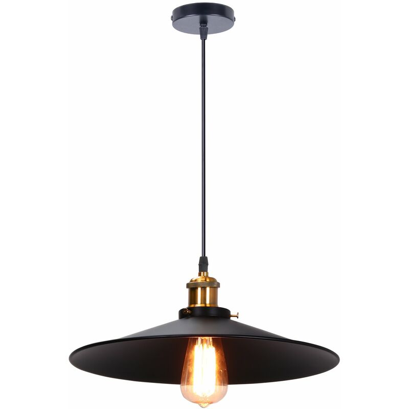 

Industrial Lámparas de Colgar Retro Luz de Techo Ø36CM (Negro)Vintage Lámpara Edison Lustre,Lámpara de Techo Iluminación E27 para Loft Restaurante