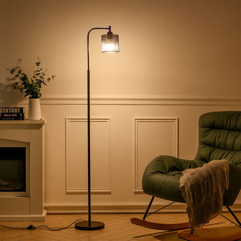 Industrial Metal Floor Light with Mesh Lampshade