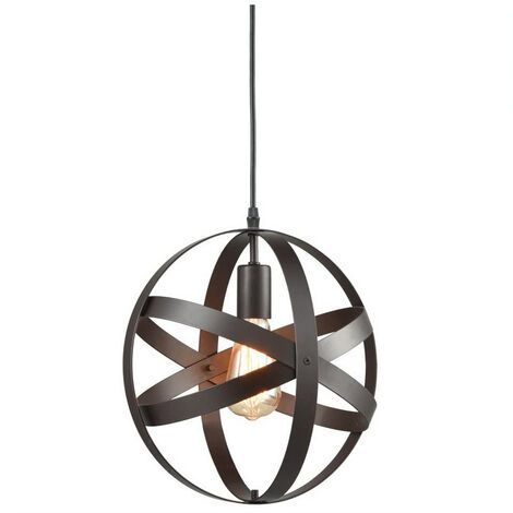 Industrial Metal Pendant Lamp, Metal Ball Cage Retro Ceiling Pendant Lamp for Kitchen Island, Bedroom
