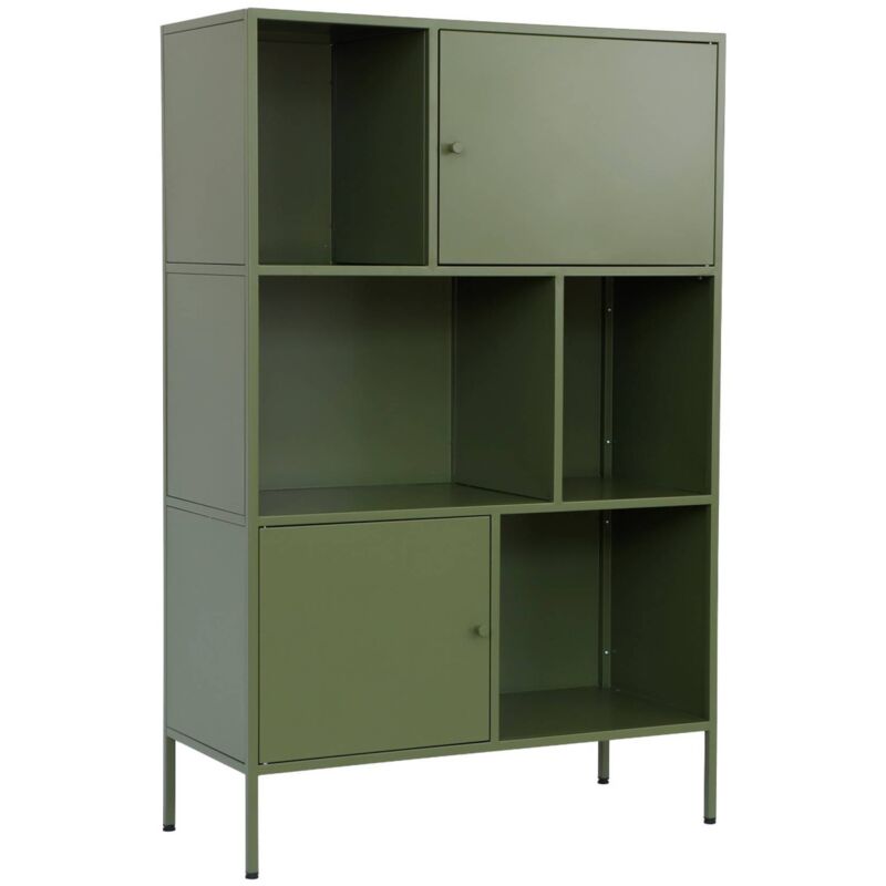 Sweeek Industrial Metal Storage Cabinet With 6 Compartments Green 80x35x125 Cm - Oklahoma