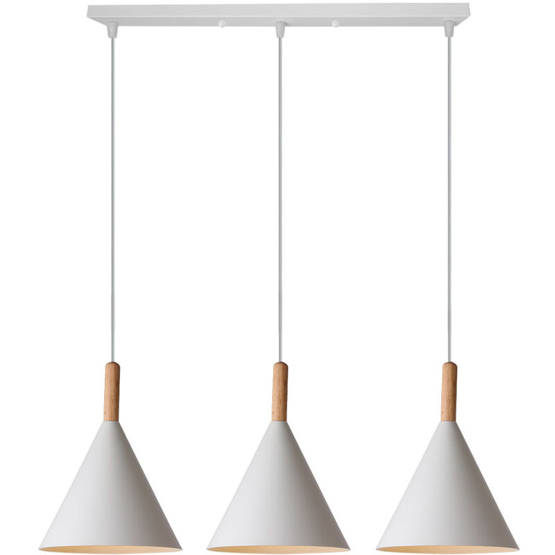 Wottes - Industrial Modern Creative Decorative Pendant Light Fixture Indoor Chandelier Adjustable 3 Lights (White) - bianco