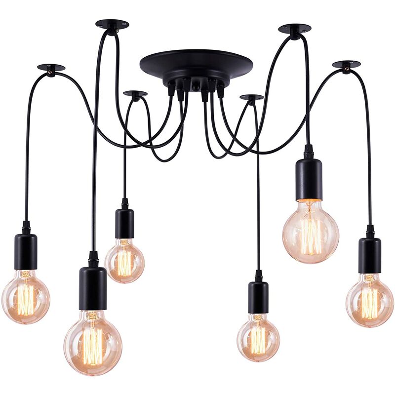 Industrial Pendant Lighting Fitting 150cm Classic Edison Ceiling Lamp Retro 6 Lights Spider Chandelier E27