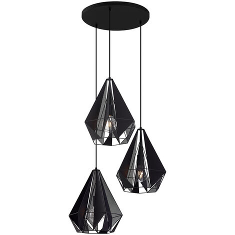 Industrial Pendant Light Black with Mesh 3-Light - Carcass
