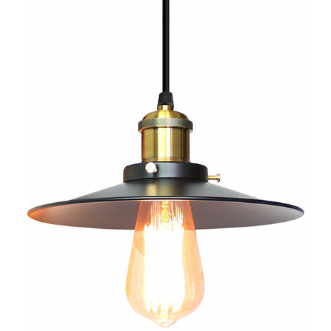 main image of "Industrial Pendant Light Chandelier with Ø26cm Lamp Shade Vintage Metal Iron Hanging Ceiling Lamp Black"