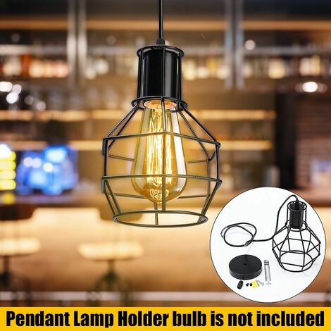 Industrial pendant light edison suspension cage suspension e27 base vintage adjustable suspension light fixture for kitchen home lighting (without bulb)