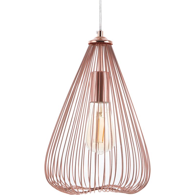 Beliani - Modern Pendant Lamp Ceiling Light Wire Metal Cage Shade Copper Conca