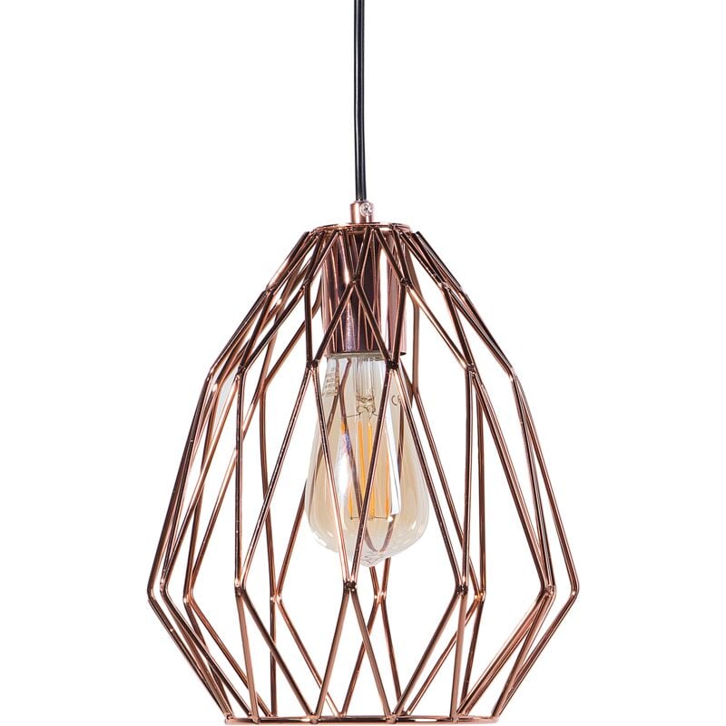 Beliani - Modern Industrial Ceiling Light Pendant Lamp Open Cage Copper Metal Shade Magra