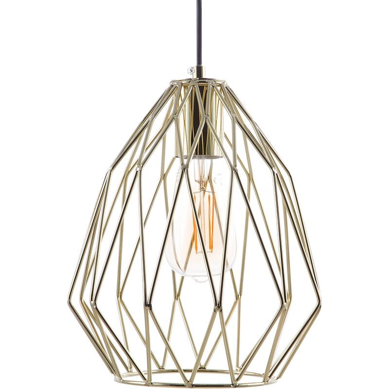 Beliani - Modern Industrial Ceiling Light Pendant Lamp Open Cage Gold Metal Shade Magra