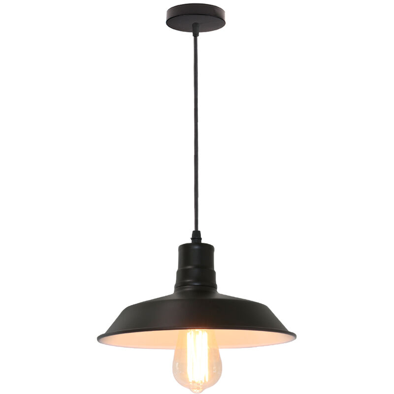 Industrial Pendant Light Vintage Black Metal Dome Ceiling Lamp Shade Hanging Chandelier for Living Room Kitchen Island Restaurant