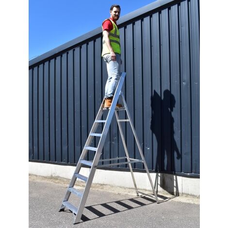Industrial Platform Step Ladder, Size 12 Step, Handrail 1 Handrail