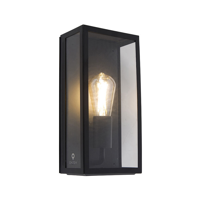 Industrial outdoor wall lamp black IP44 with glass - Rotterdam