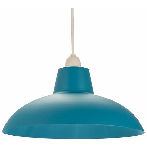 main image of "Industrial Retro Designed Matt Teal Curved Metal Ceiling Pendant Light Shade by Happy Homewares"