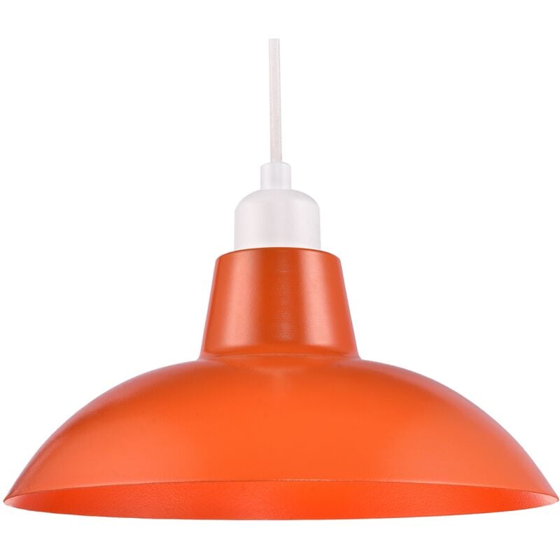 Industrial Retro Designed Matt Vibrant Orange Curved Metal Ceiling Pendant Shade by Happy Homewares