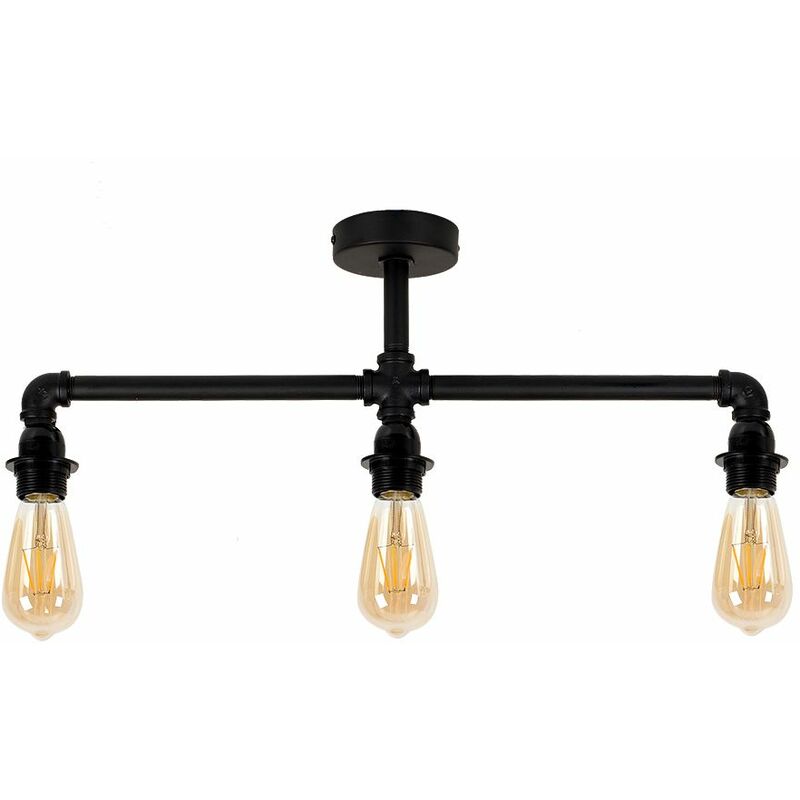 Minisun - Black 3 Way Ceiling Light Bar - Add LED Bulb