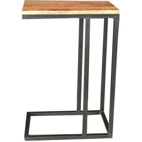 Industrial Side Table -Sawn Finish - Mango Wood/Iron - L25 x W40 x H60 cm - PP Sawn Finish