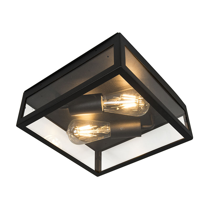 Industrial Outdoor Ceiling Lamp Black 2-Light - Rotterdam