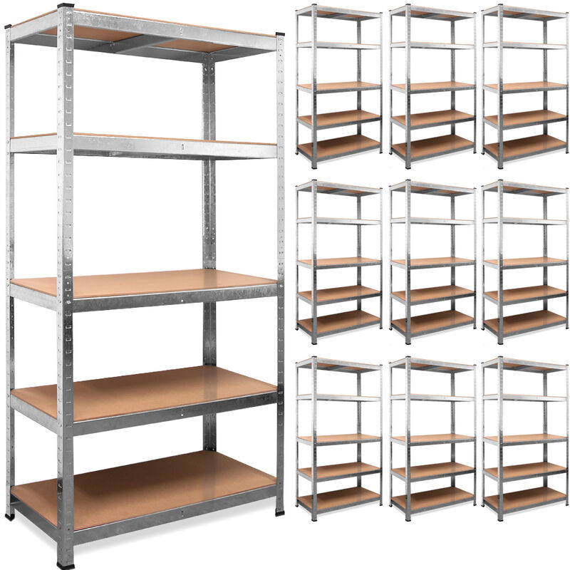 Deuba - 10x Monzana Heavy Duty Free Standing Garage Shelves Steel / mdf Storage Shelving
