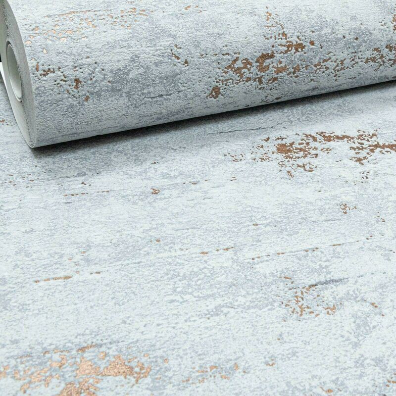 Topchic - Stone Concrete Industrial Wallpaper Paste The Wall Dark Grey Metallic Copper