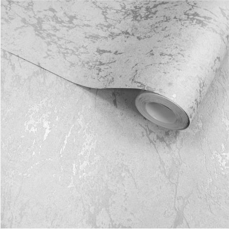 main image of "Industrial Stone Concrete Wallpaper Metallic Silver Grey Vinyl Muriva Arlo"