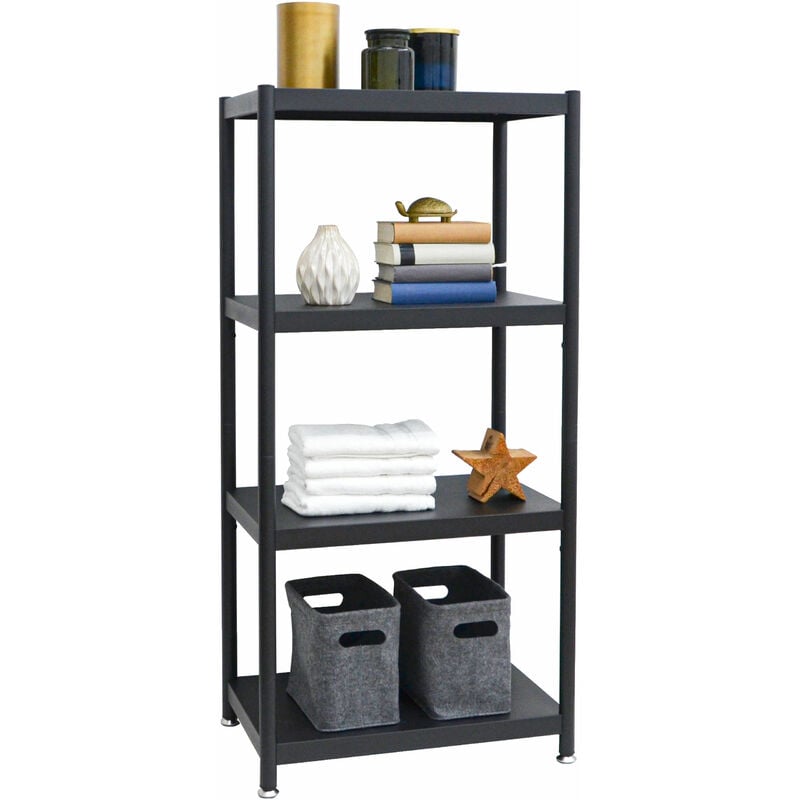 Industrial Style Metal Shelf 61x41x130 Black Shelving Unit 4 Level Storage Rack