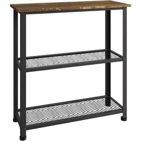 Industrial Style Shoe Rack With Rustic Walnut Wood Shelves Black Classic