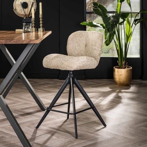 Industrial swivel Bar Stool Twirl Boucle Beige