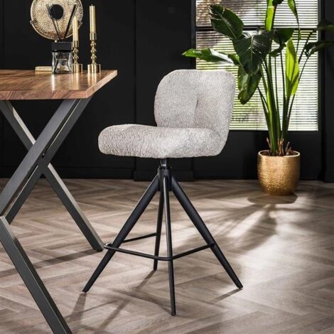 Industrial swivel Bar Stool Twirl Boucle Silver