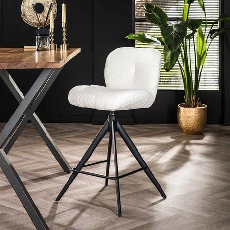 Industrial swivel Bar Stool Twirl Boucle White