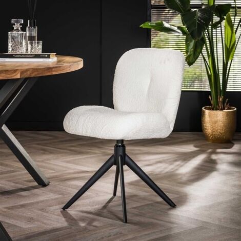 Industrial swivel Dining chair Twirl Boucle White