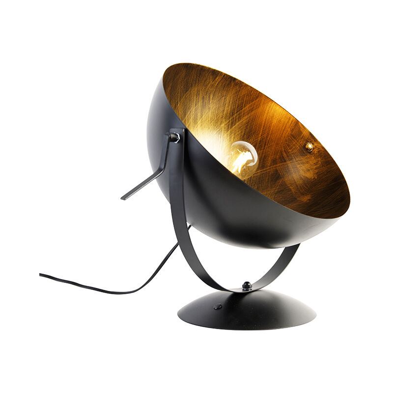 Industrial table lamp black with gold adjustable - Magna