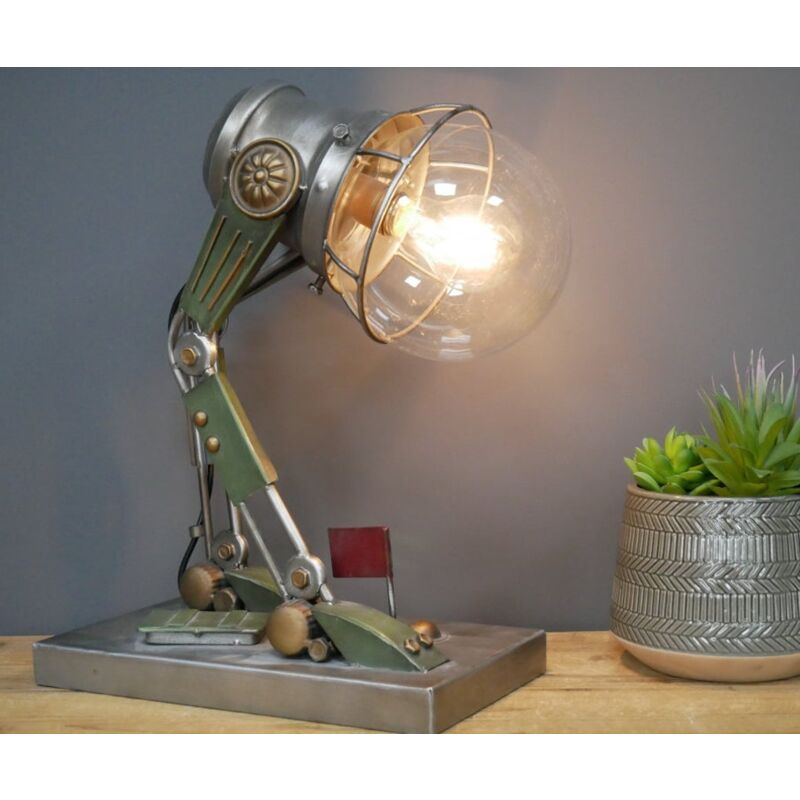 Uniquehomefurniture - Industrial Table Lamp Vintage Retro Style Robot Design Rustic Metal Bulb Light