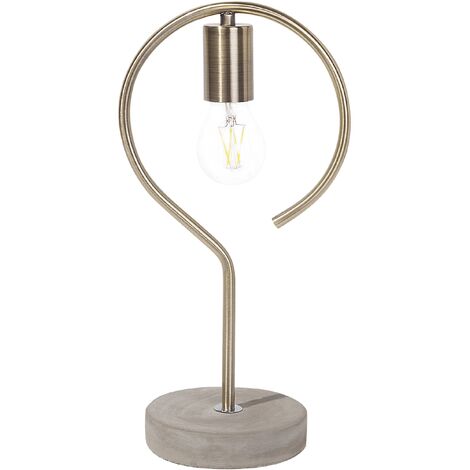 main image of "Industrial Vintage Concrete Table Lamp Accent Cement Base Metal Arm Brass Jucar"