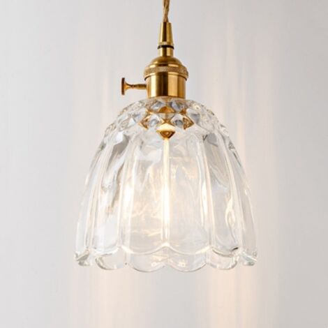 WOTTES Industrial Vintage Pendant Light Glass Metal Ceiling Hanging Lamp Adjustable Chandelier for Kitchen Island Bar Cafe Ø15CM