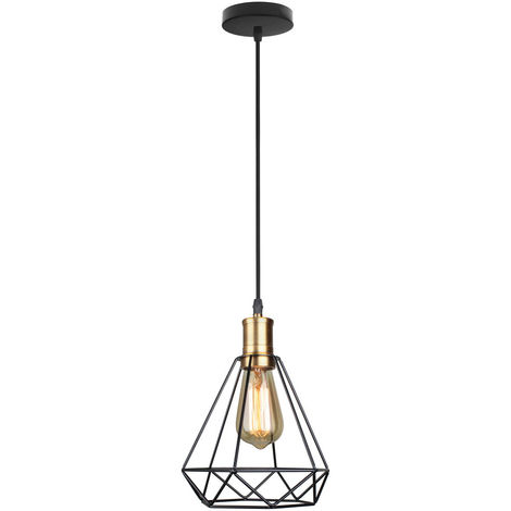 main image of "Industrial Vintage Pendant Light Modern Diamond Chandelier Retro Metal Pendant Lamp for Loft Cafe Dining Indoor Decoration Black E27"