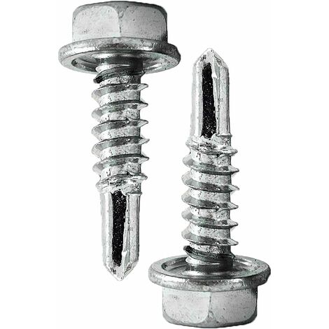 INDUSTRIAL Vis Autoperceuse à Tête Hexagonale Vis Autoforeuse Acier Zingué 4,8x16 mm Lot 100 Vis,Guahzuni