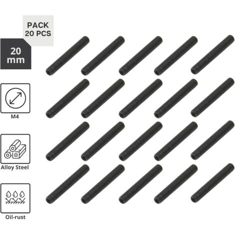 Industrial  Vis Sans Tete Metrique  Vis M4 x 20 mm  PACK de Vis 20  Vis cle Allen  Extrémité Chanfreinée  Visserie pour fixation polyvalente, poignee de porte et autres utilisations