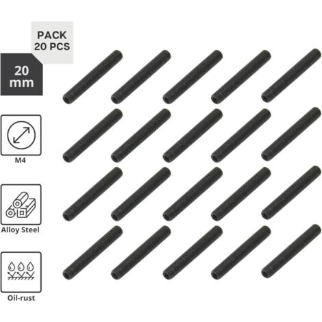Industrial Vis Sans Tete Metrique Vis M4 x 20 mm PACK de Vis 20 Vis cle Allen Extrémité Chanfreinée Visserie pour fixation polyvalente, poignee de porte et autres utilisations