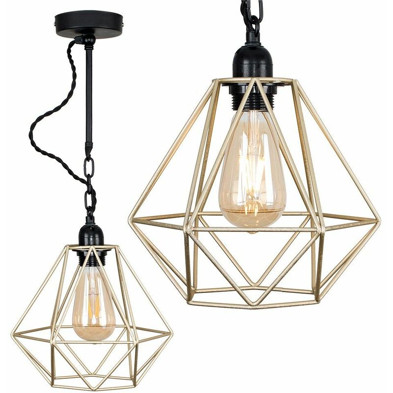 Industrial Wall Light with Cage Shade with Cage Shade - Gold - No Bulb