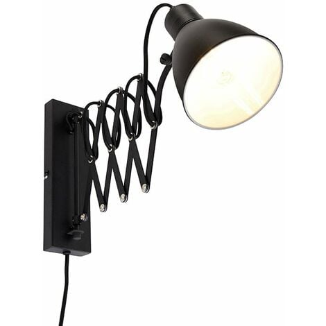 QAZQA Industrial wall lamp black adjustable - Merle