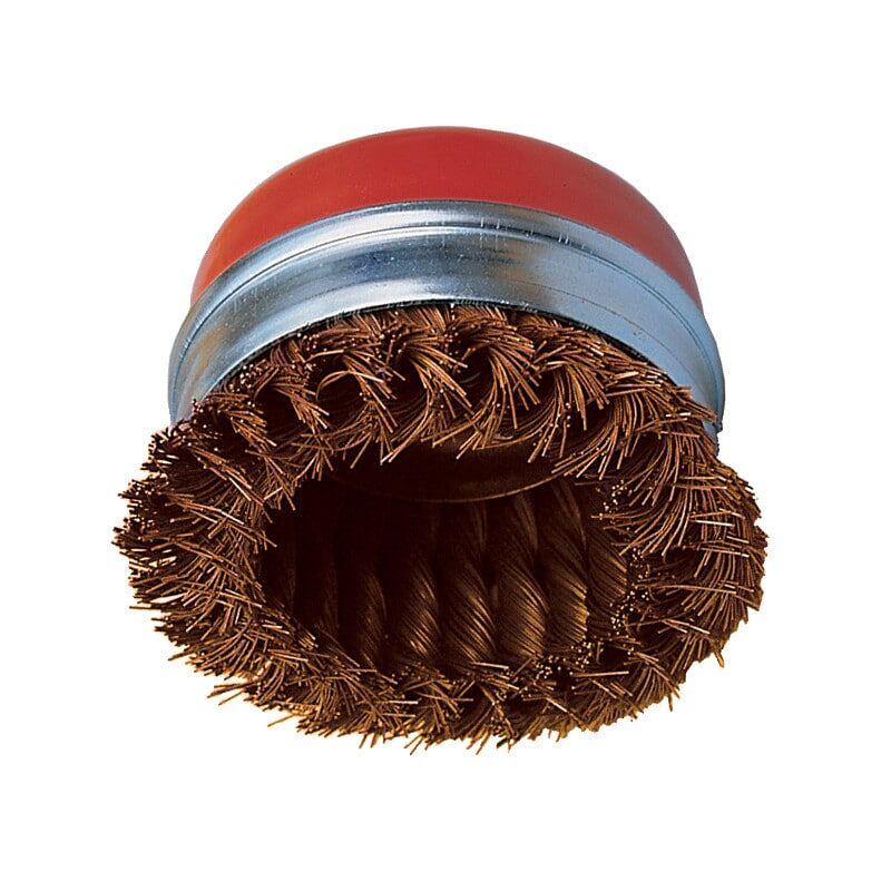 100 x 22MM Plain Bore Wire Cup Brush, Brass Coated Steel - Twist Knot 30 - Kennedy