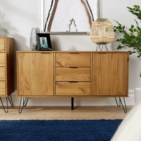 main image of "Industrial Wooden Sideboard Cabinet Cupboard Storage Furniture Drawers & Doors"