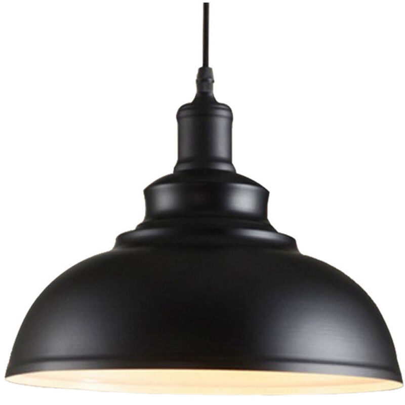 Industriale Lampada a Sospensione Metallo Ferro Lampada da Soffitto E27 per Sala da Pranzo Cucina(Bianco e Nero)