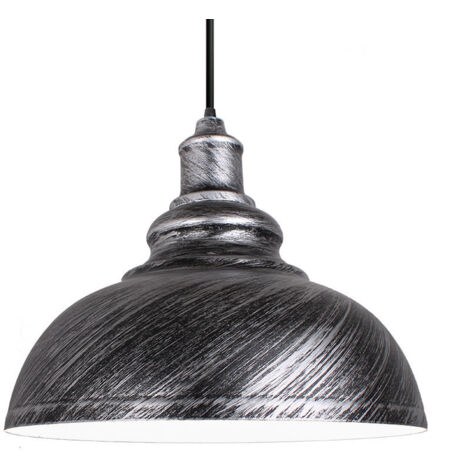 Industriale Lampada a Sospensione Metallo Ferro Lampada da Soffitto E27 per Sala da Pranzo Cucina(Grigio Argento)