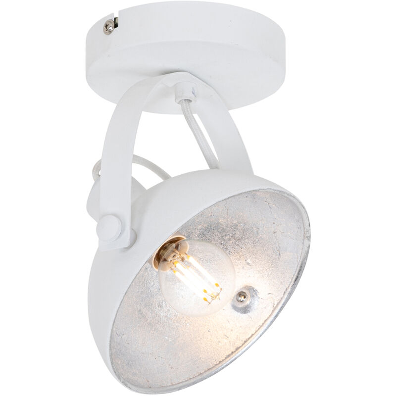 Image of Industrial Ceiling Light White with Silver&hellip;