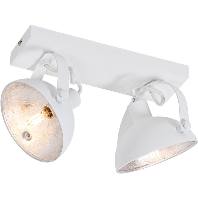 Image of Industrial Ceiling Light White with Silver&hellip;