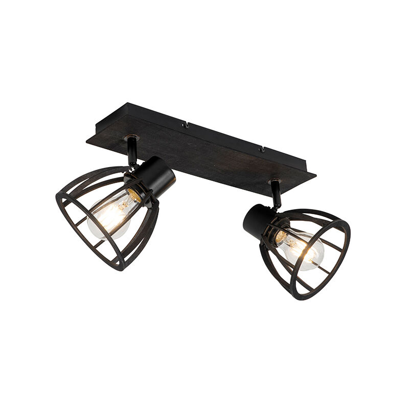 Industrial ceiling lamp black 2-light - Fotu