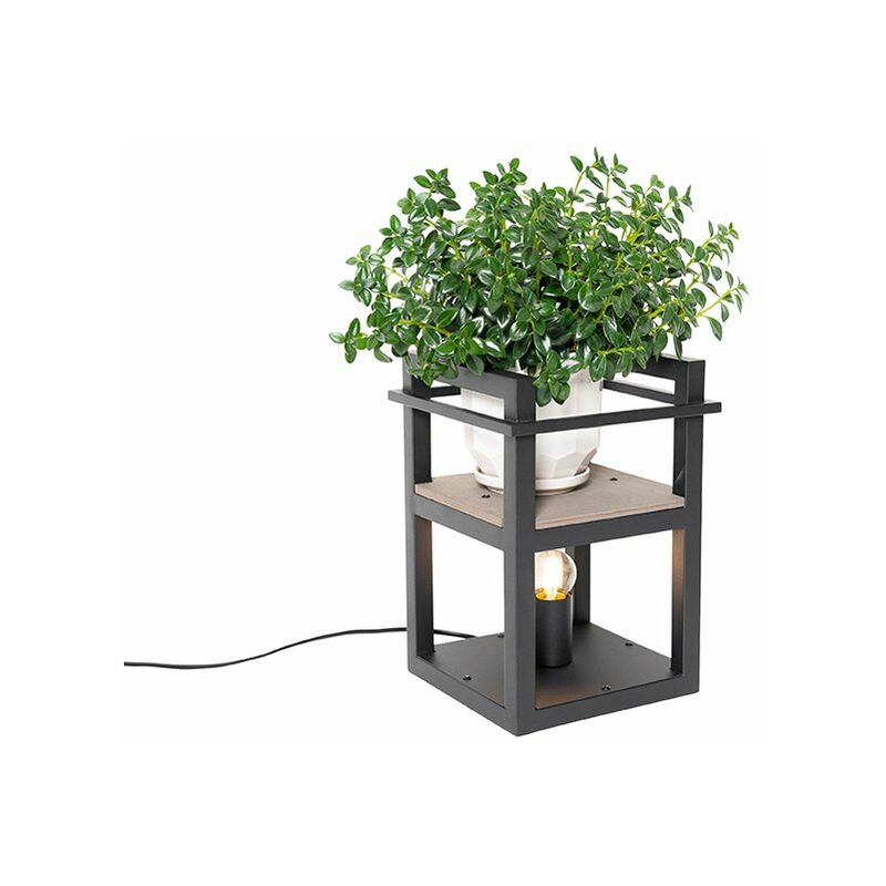 Image of Industrial Table Lamp Black with Wood&hellip;